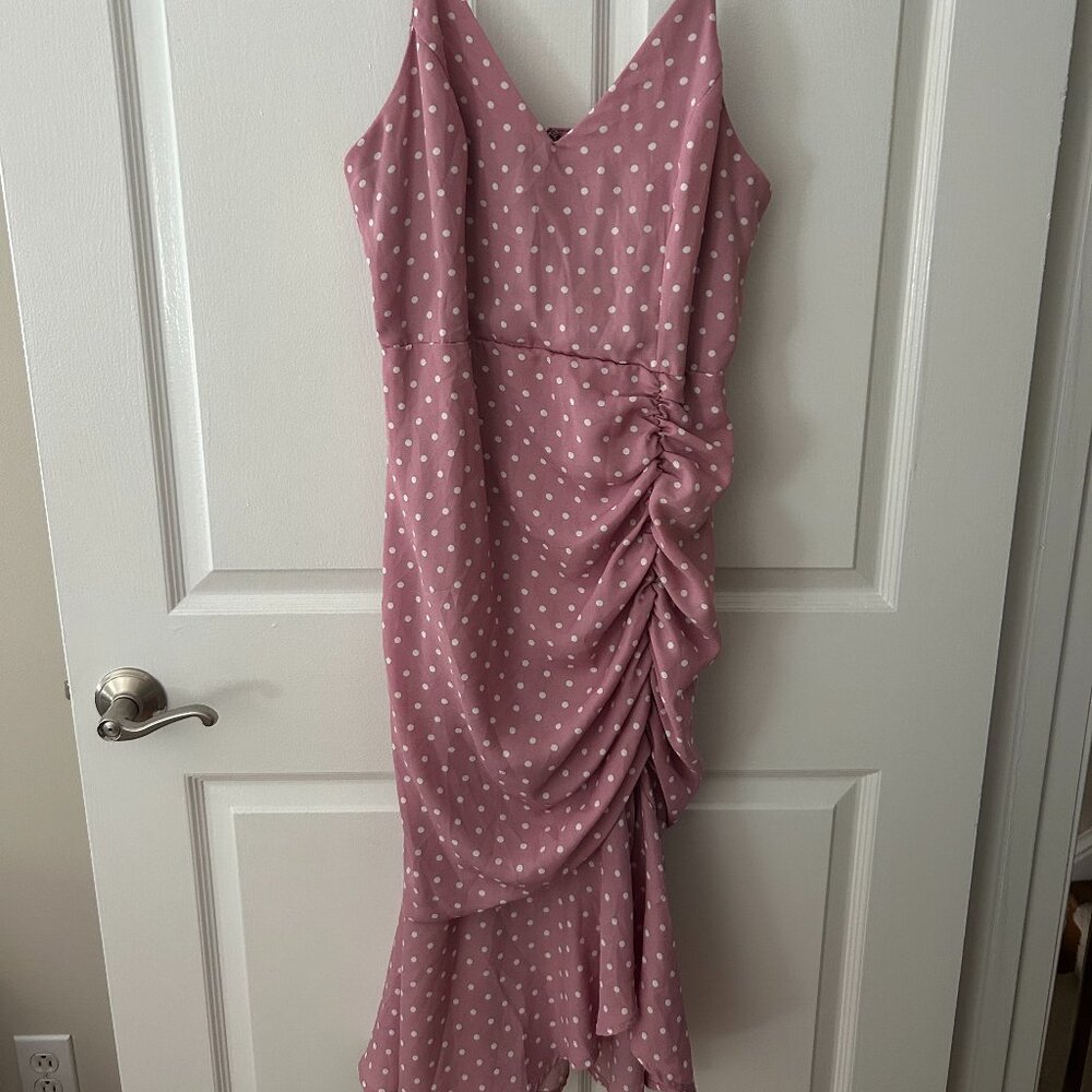 NBW Pink Polkadot Party Dress Size L